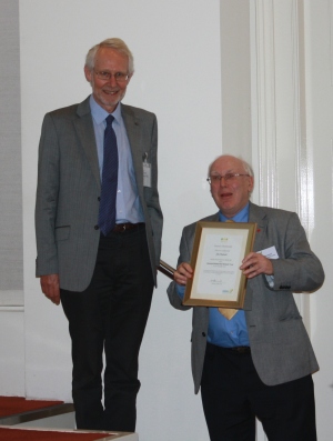 Michael Hassell presents honorary membership to John Newbould