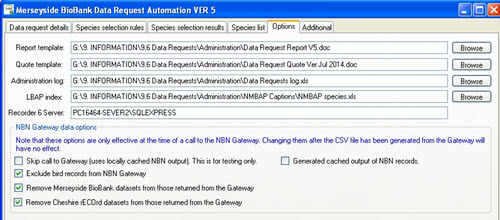 Templates can be set and changed here in addition to a number of custom rules being applied to the returned NBN records