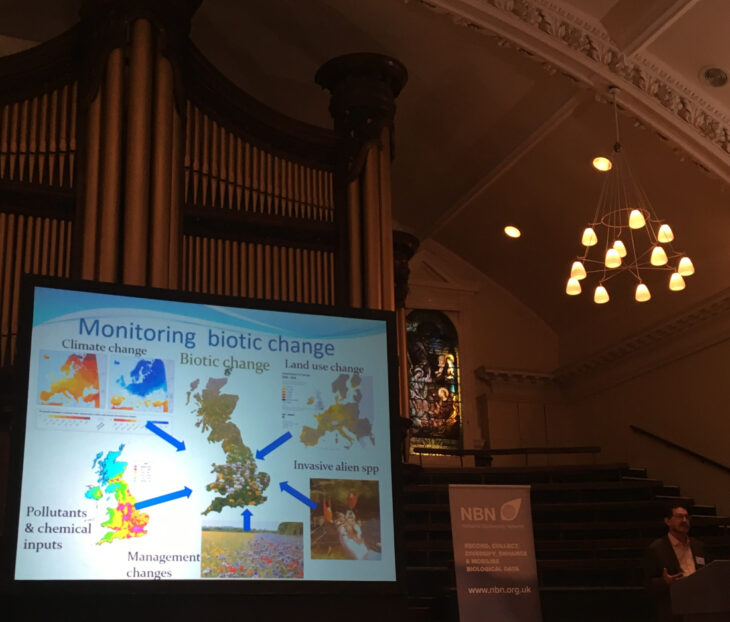 The main conference hall, with a beautiful backdrop. Here, Professor Bill Kunin discusses the uses of biodiversity data at differing scales to monitor species’ responses to a changing world.