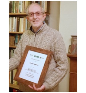 Trevor James with his Gilbert White Award certificate