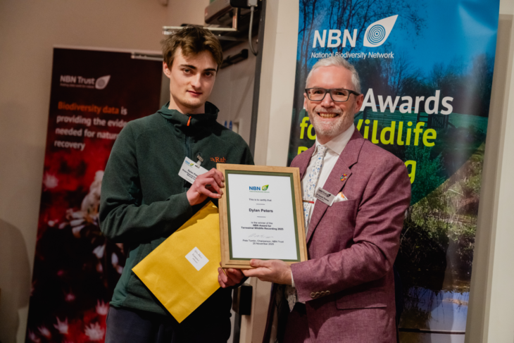 Dylan Peters accepting his NBN Terrestrial Award from NBN Trust CEO, Dr Gareth Thomas
